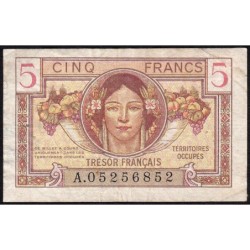 VF 29-01 - 5 francs - Trésor français - Territoires occupés - 1947 - Série A - Etat : TB-