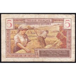 VF 29-01 - 5 francs - Trésor français - Territoires occupés - 1947 - Série A - Etat : TB-