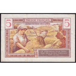 VF 29-01 - 5 francs - Trésor français - Territoires occupés - 1947 - Série A - Etat : TTB+