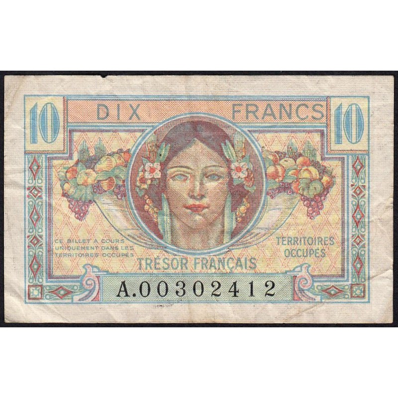 VF 30-01 - 10 francs - Trésor français - Territoires occupés - 1947 - Série A - Etat : TB