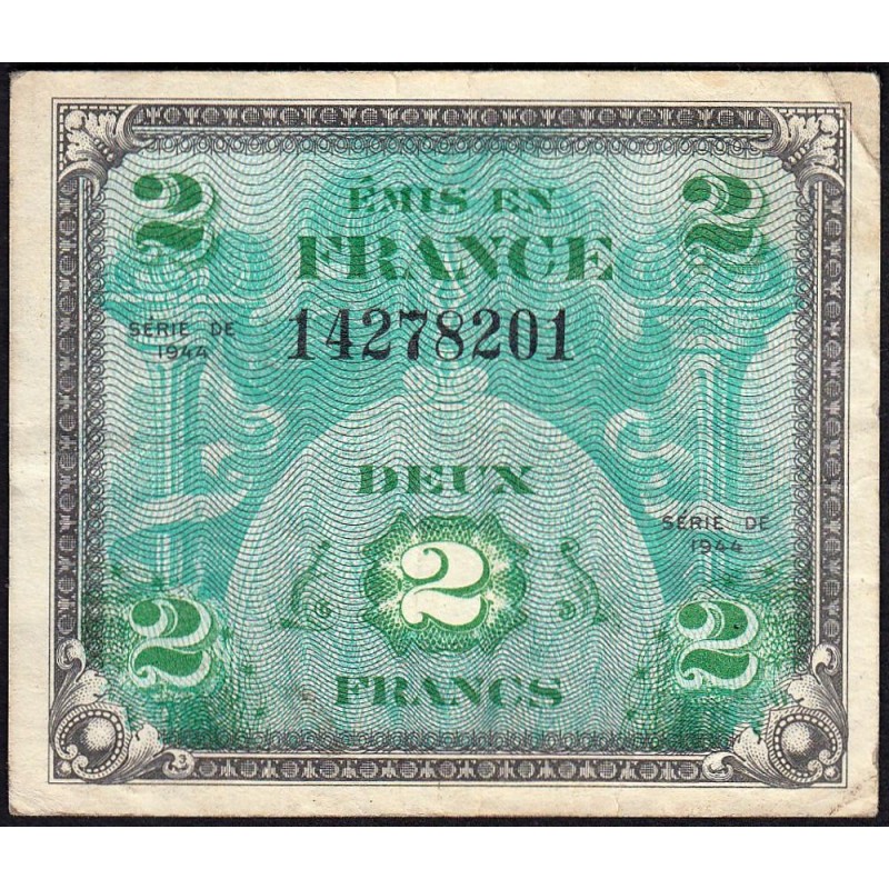 VF 16-01 - 2 francs - Drapeau - 1944 - Sans série - Etat : TTB