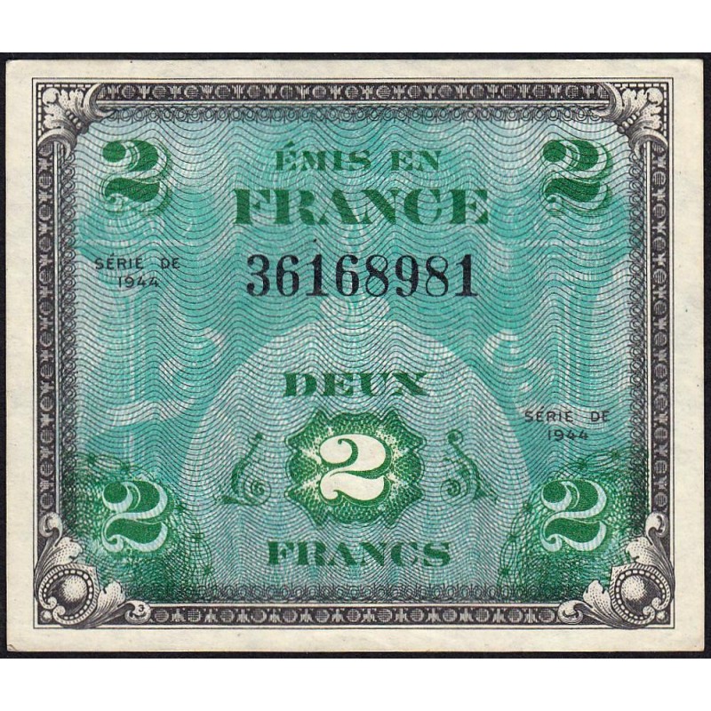 VF 16-01 - 2 francs - Drapeau - 1944 - Sans série - Etat : SUP