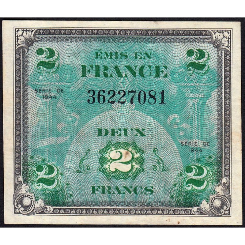 VF 16-01 - 2 francs - Drapeau - 1944 - Sans série - Etat : SUP