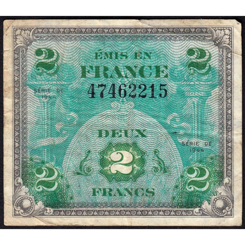 VF 16-01 - 2 francs - Drapeau - 1944 - Sans série - Etat : TB