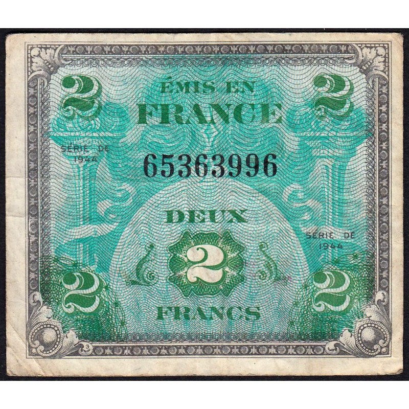 VF 16-01 - 2 francs - Drapeau - 1944 - Sans série - Etat : TB