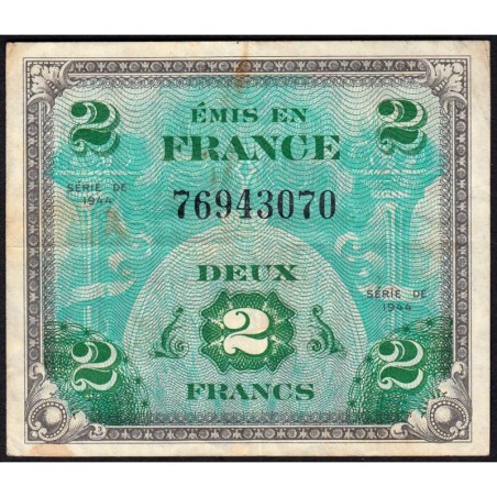 VF 16-01 - 2 francs - Drapeau - 1944 - Sans série - Etat : TB+