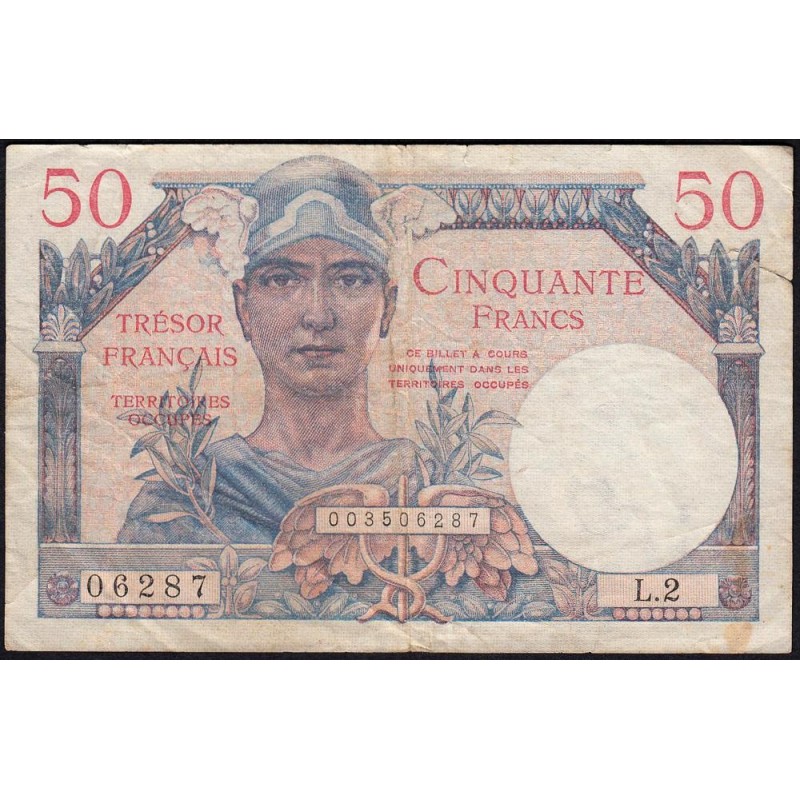 VF 31-02 - 50 francs - Trésor français - Territoires occupés - 1947 - Série L.2 - Etat : TB-