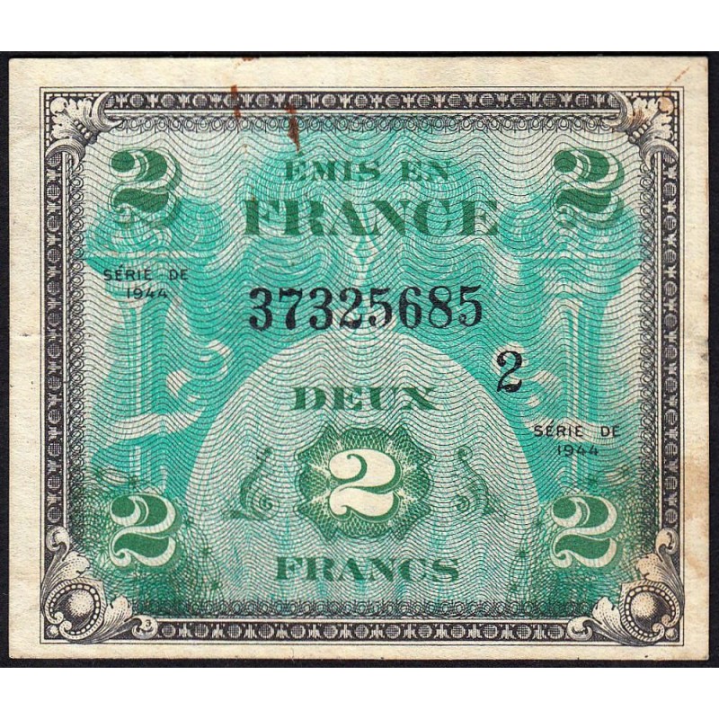 VF 16-02 - 2 francs - Drapeau - 1944 - Série 2 - Etat : TTB