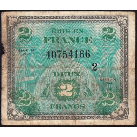 VF 16-02 - 2 francs - Drapeau - 1944 - Série 2 - Etat : B-