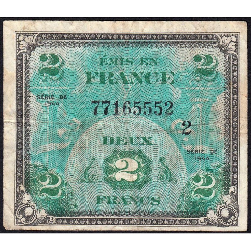 VF 16-02 - 2 francs - Drapeau - 1944 - Série 2 - Etat : TB-