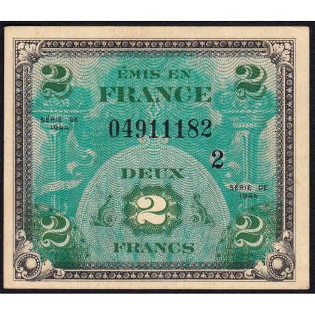 VF 16-02 - 2 francs - Drapeau - 1944 - Série 2 - Etat : SPL