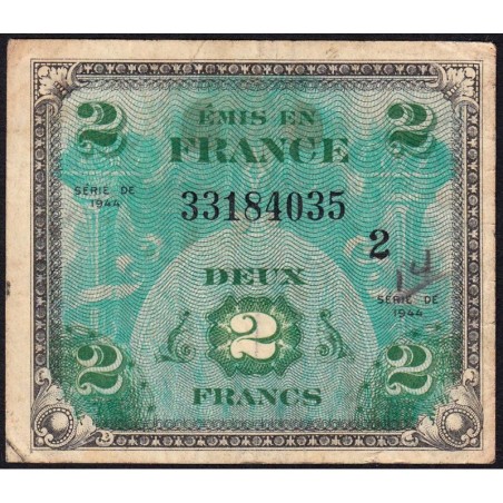 VF 16-02 - 2 francs - Drapeau - 1944 - Série 2 - Etat : TB