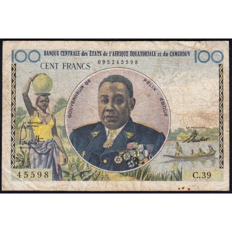 Etats de l'Afrique Equatoriale - Pick 1f - 100 francs - Série C.39 - 1961 - Etat : TB-