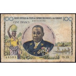 Etats de l'Afrique Equatoriale - Pick 1f - 100 francs - Série D.39 - 1961 - Etat : B+