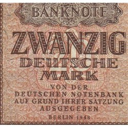 Allemagne RDA - Pick 13a - 20 deutsche mark - 1948 - Série XB - Etat : TB+