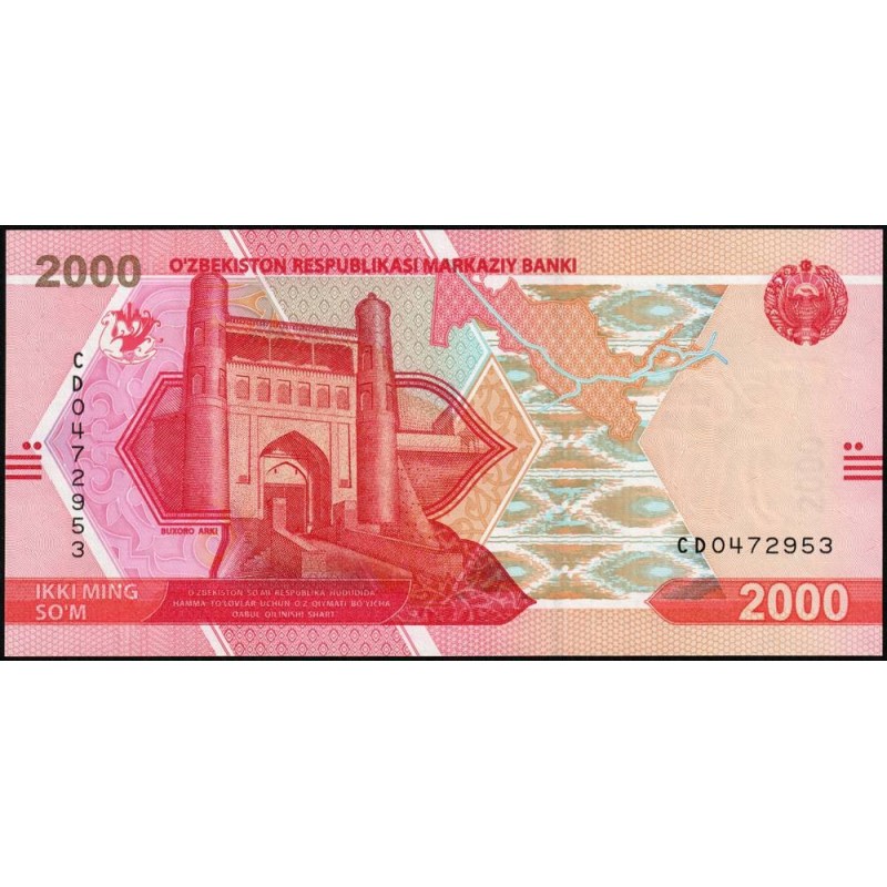 Ouzbékistan - Pick 87 - 2'000 som - Série CD - 2021 - Etat : NEUF