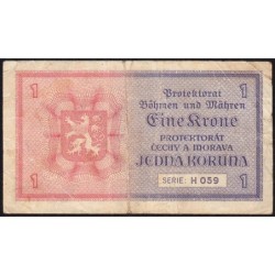 Bohême-Moravie - Pick 3a_2 - 1 koruna - 1940 - Série H059 - Etat : TB-