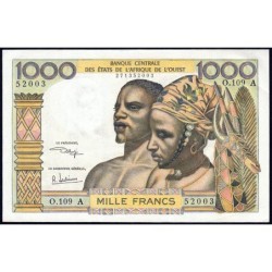 Côte d'Ivoire - Pick 103Aj - 1'000 francs - Série O.109- Sans date (1974) - Etat : SUP+