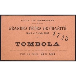 1897 - Marennes - Tombola - Fête de Charité - 0,20 franc - SPL