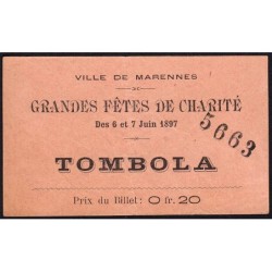 1897 - Marennes - Tombola - Fête de Charité - 0,20 franc - TTB