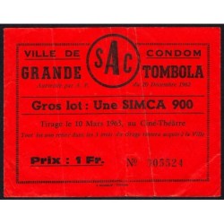 1962 - Ville de Condom - Grande Tombola - 1 franc - TB