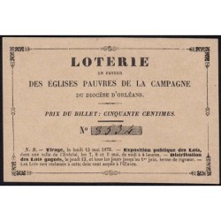 1872 - Orléans - Loterie - Eglises Pauvres de la Campagne - 50 centimes - NEUF