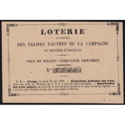 1872 - Orléans - Loterie - Eglises Pauvres de la Campagne - 50 centimes - NEUF