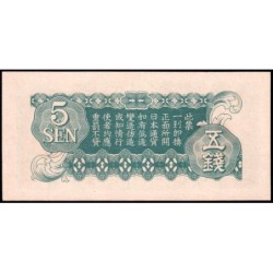 Chine - Occupation Militaire Japonaise - Pick M 9 - 5 sen  - Série 5 - 1939 - Etat : NEUF