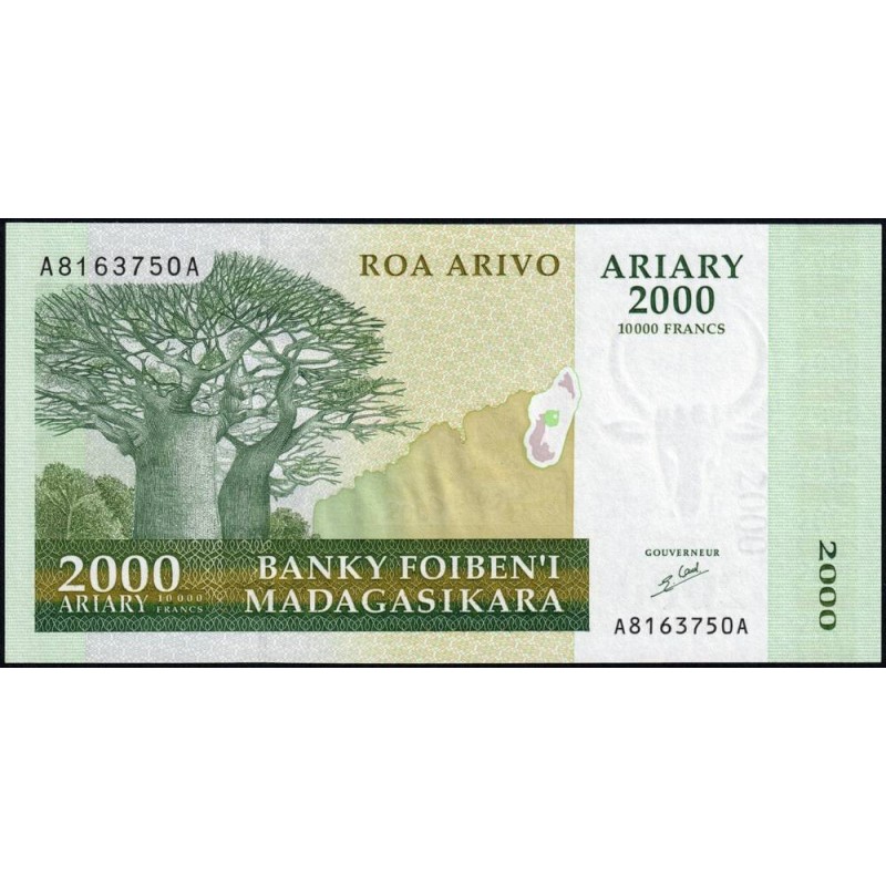 Madagascar - Pick 83 - 2'000 ariary - 10'000 francs - Série A A - 2003 - Etat : NEUF