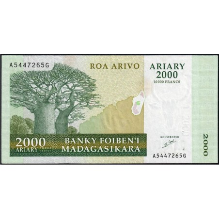 Madagascar - Pick 83 - 2'000 ariary - 10'000 francs - Série A G - 2003 - Etat : TTB+