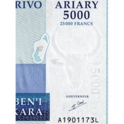 Madagascar - Pick 84 - 5'000 ariary - 25'000 francs - Série A L - 2003 - Etat : NEUF