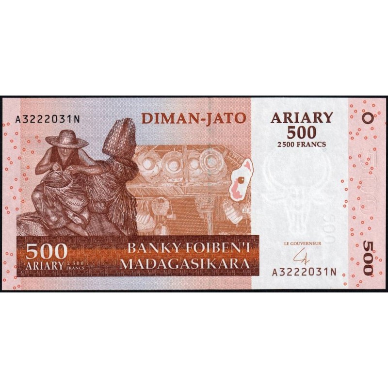 Madagascar - Pick 88b - 500 ariary - 2'500 francs - Série A N - 2004 (2007) - Etat : NEUF