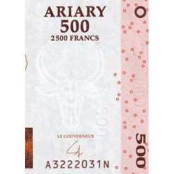 Madagascar - Pick 88b - 500 ariary - 2'500 francs - Série A N - 2004 (2007) - Etat : NEUF