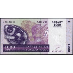 Madagascar - Pick 89a - 1'000 ariary - 5'000 francs - Série A E - 2004 - Etat : TTB+