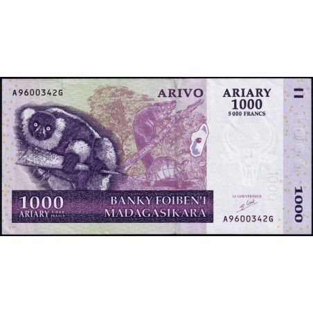 Madagascar - Pick 89a - 1'000 ariary - 5'000 francs - Série A G - 2004 - Etat : TTB+