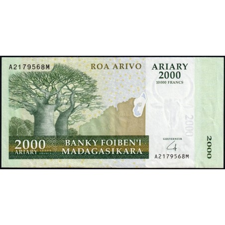 Madagascar - Pick 90a - 2'000 ariary - 10'000 francs - Série A M - 2007 - Papier -  Etat : TTB