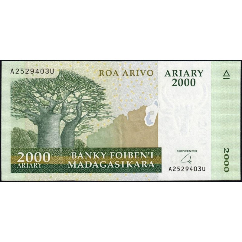 Madagascar - Pick 90b - 2'000 ariary - Série A U - 2008 - Papier -  Etat : TTB+