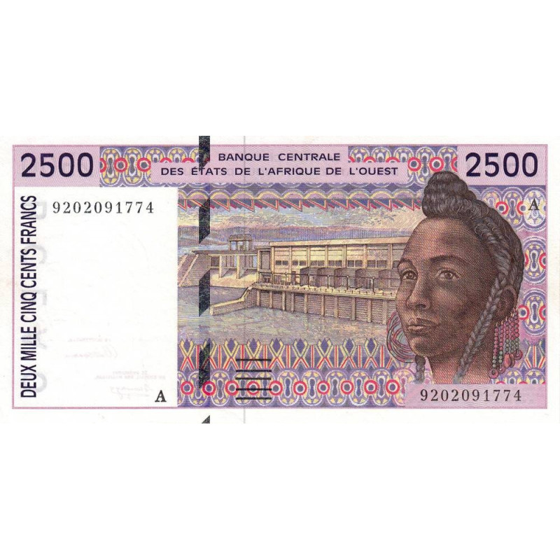 Côte d'Ivoire - Pick 112Aa - 2'500 francs - 1992 - Etat : SUP+