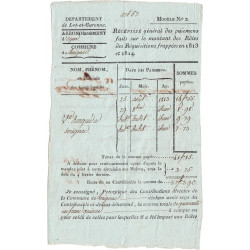 Lot-et-Garonne - Sérignac - Louis XVIII 1ère Rest. - 1814 - Récipissé - 41 fr. 15 centimes - Etat : SUP