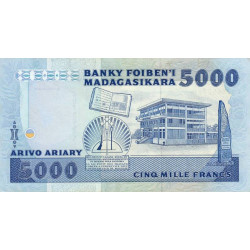 Madagascar - Pick 73b - 5'000 francs - 1'000 ariary - Série CD - 1992 - Etat : SUP