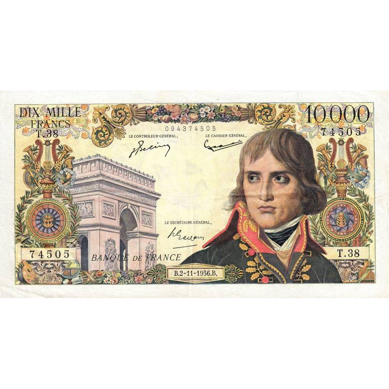 F 51-05 - 02/11/1956 - 10000 francs - Bonaparte - Série T.38 - Etat : SUP-