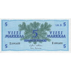 Finlande - Pick 106Aa_43 - 5 markkaa - Litt. B - Série Z - 1963 (1969) - Etat : NEUF