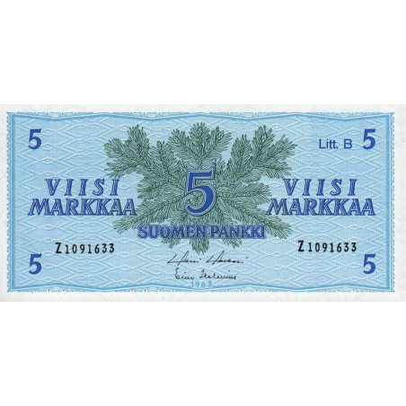 Finlande - Pick 106Aa_43 - 5 markkaa - Litt. B - Série Z - 1963 (1969) - Etat : NEUF