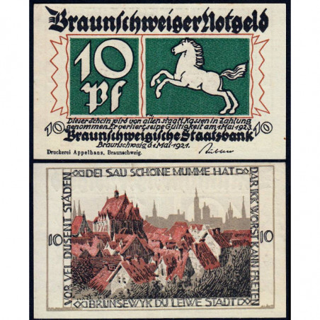 Allemagne - Notgeld - Braunschweig - 10 pfennig - Série 2 - Réf. a - 01/05/1921 - Etat : SUP+