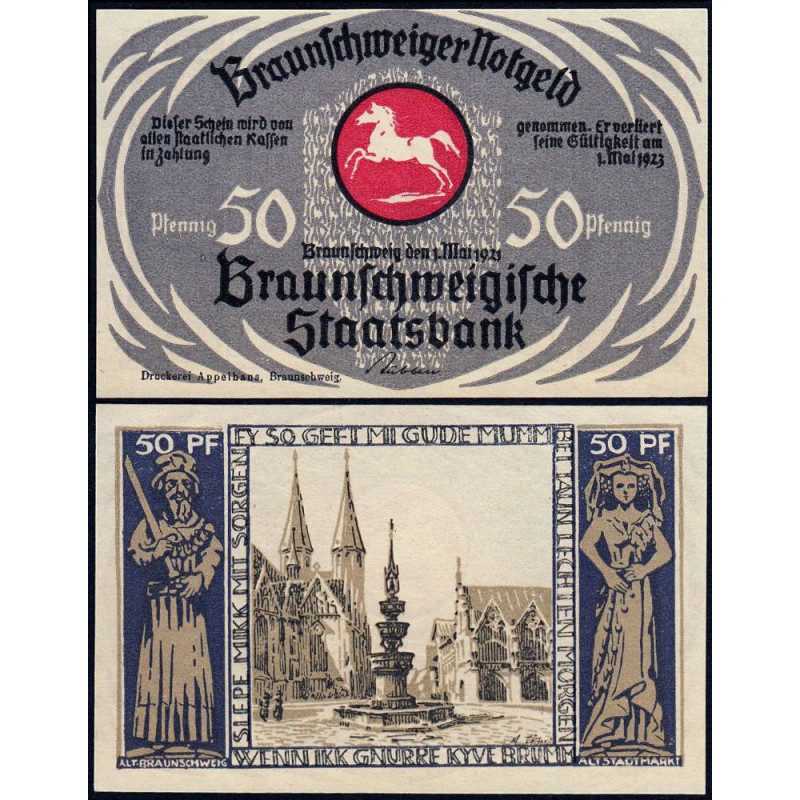 Allemagne - Notgeld - Braunschweig - 50 pfennig - Série 2 - Réf. h - 01/05/1921 - Etat : NEUF