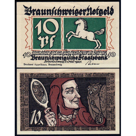 Allemagne - Notgeld - Braunschweig - 10 pfennig - Série 1 - Réf. a - 01/05/1921 - Etat : SUP