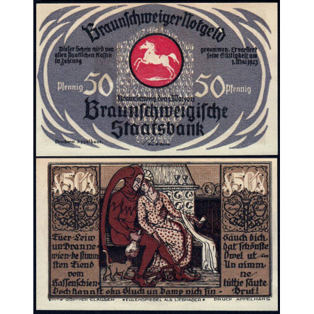 Allemagne - Notgeld - Braunschweig - 50 pfennig - Série 1 - Réf. g - 01/05/1921 - Etat : NEUF