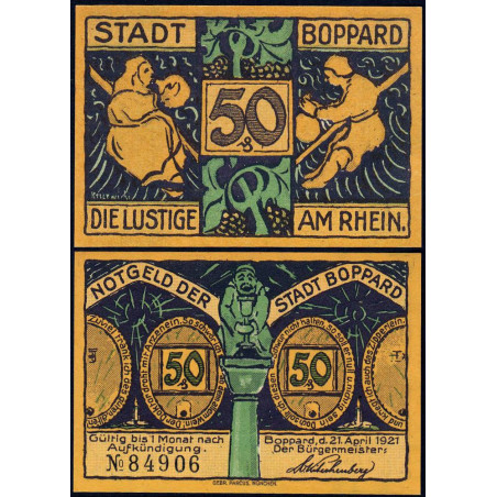 Allemagne - Notgeld - Boppard - 50 pfennig - 21/04/1921 - Etat : NEUF