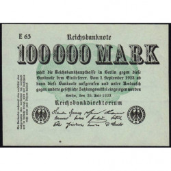 Allemagne - Pick 91a_1 - 100'000 mark - 25/07/1923 - Série E 63 - Etat : NEUF