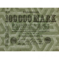 Allemagne - Pick 91a_1 - 100'000 mark - 25/07/1923 - Série E 63 - Etat : NEUF